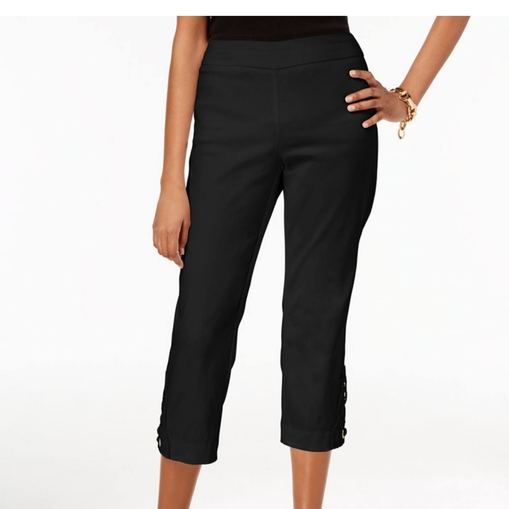 J M Collection Black, Dressy studded, lace Capri Pants, NEW